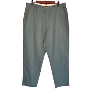 Uniqlo Women's Green Linen Cotton Tapered Pants High Rise Casual Leisure Sz XXL